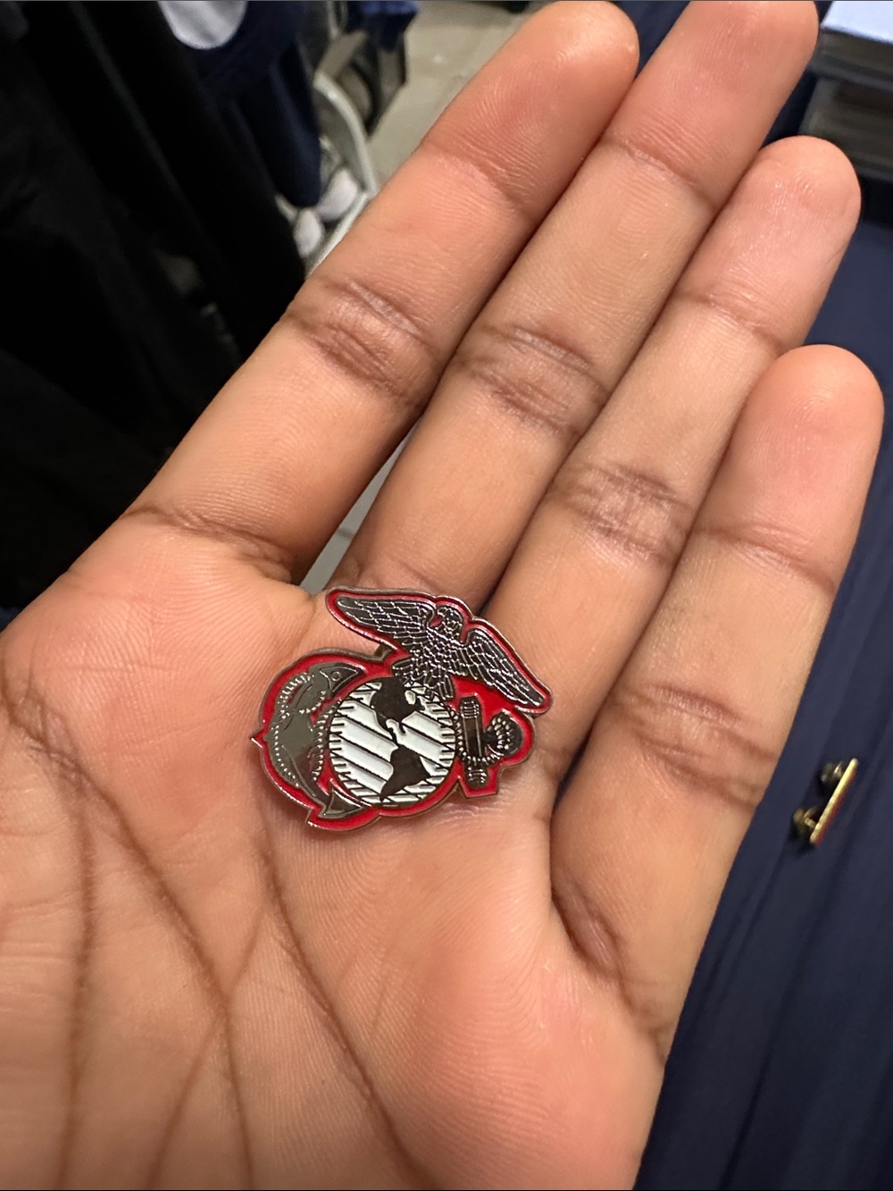 USMC PIN Red and Silver Eagle Globe Anchor Enamel Pin - Military Style Lapel